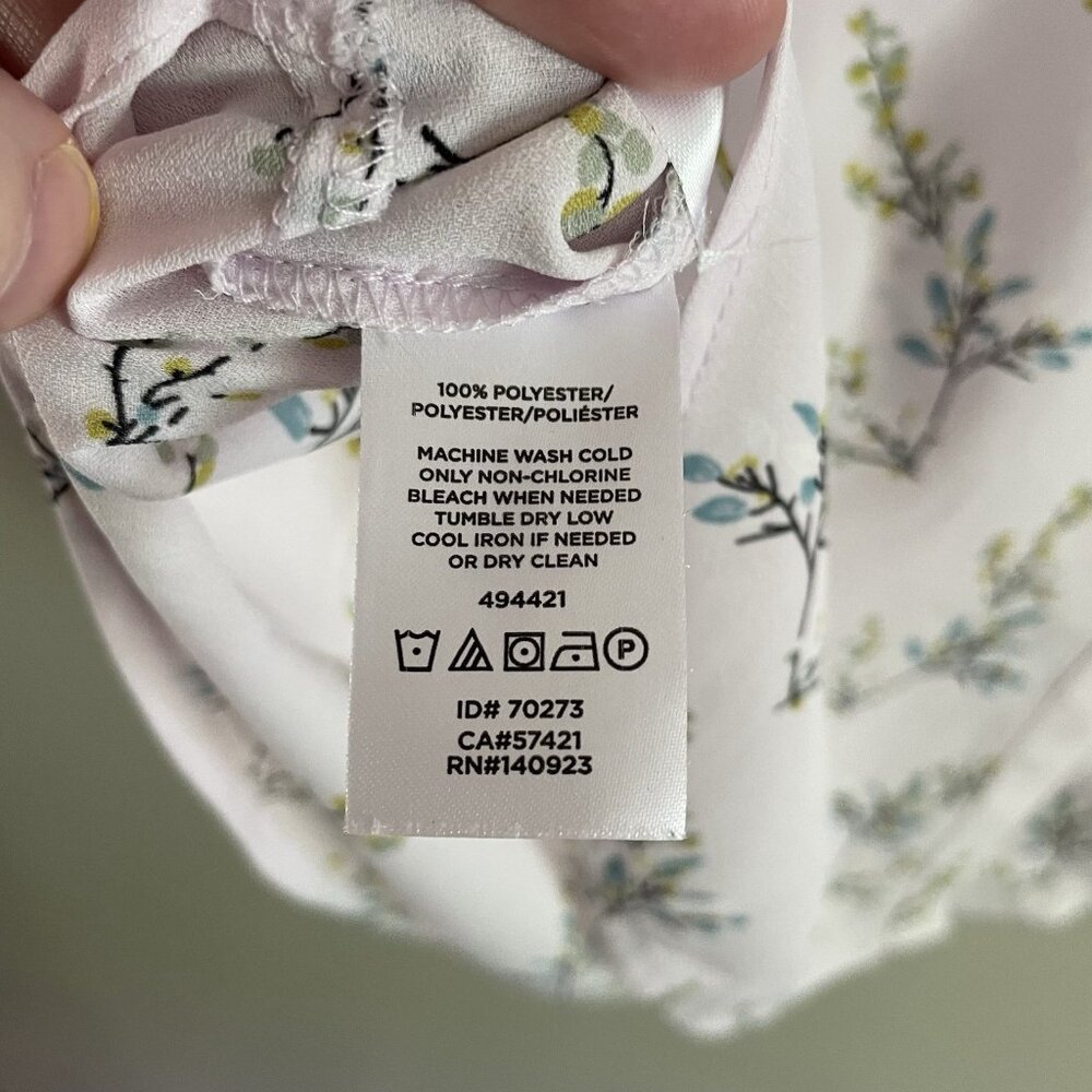 LOFT White Floral Button-Down Tie-Front Blouse - Picture 10 of 12